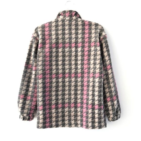 Abound Fleece Plaid Shacket Pink Grey Shirt Jacket Houndstooth NWT - Picture 7 of 8